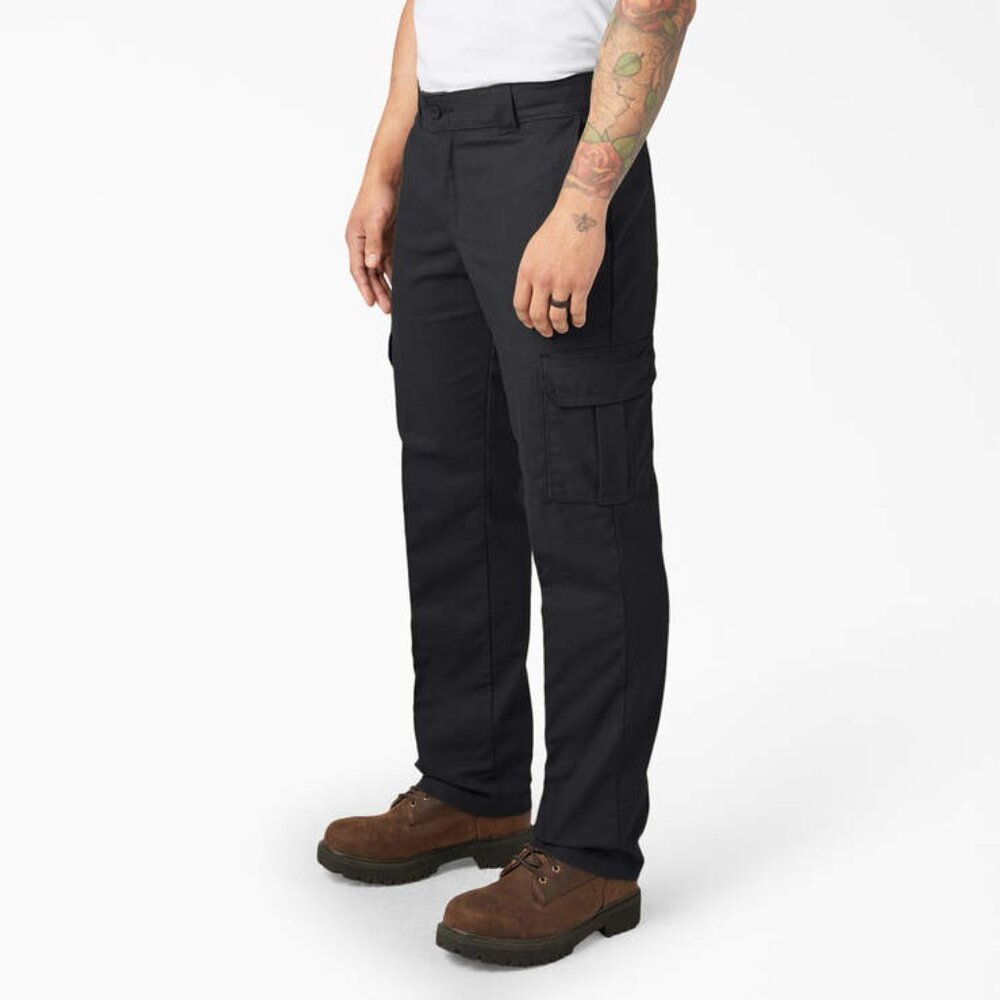 DICKIES REGULAR FIT CARGO WORK PANTS - BLACK - 38X30 - FLEX WAIST - NEW NWT